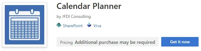 Calendar Planner listing in the Microsoft Marketplace
