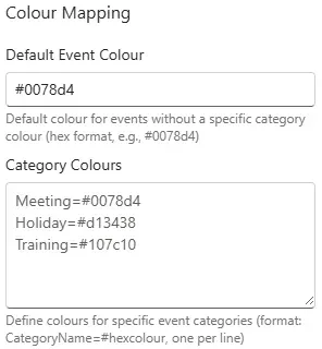 Defining the category colours