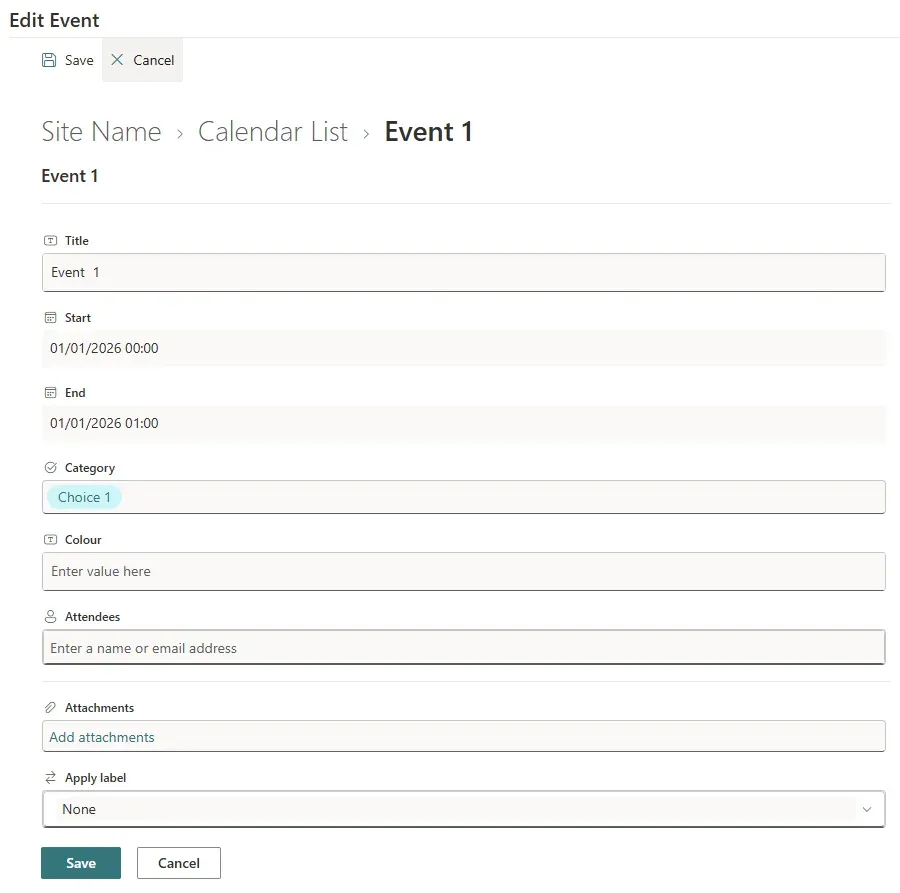 Calendar Planner web part: edit event side panel