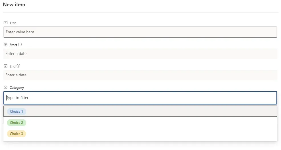 SharePoint New List Item form