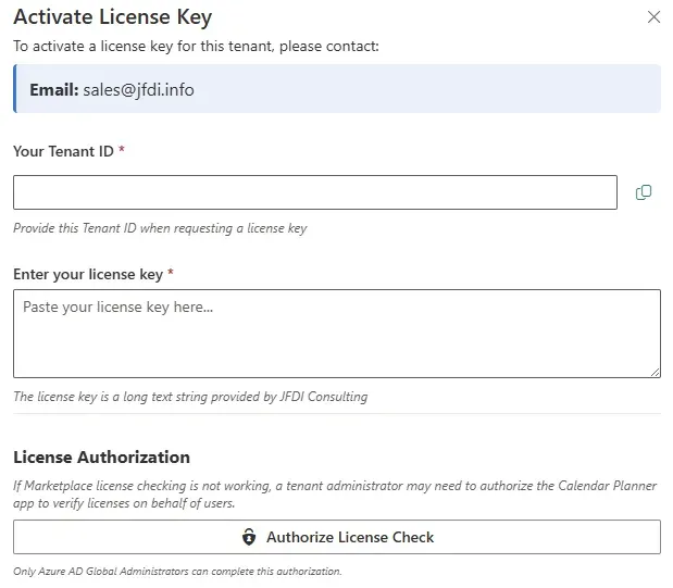 Activate License Key pane